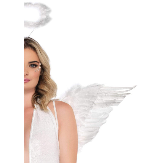 Крила ангела з натурального пір'я, білі Leg Avenue Marabou Feather Angel Wings
