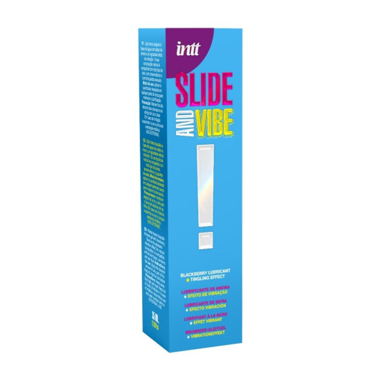Лубрикант із ефектом вібрації на водній основі зі смаком ожини Intt Slide And Vibe, 35 ml