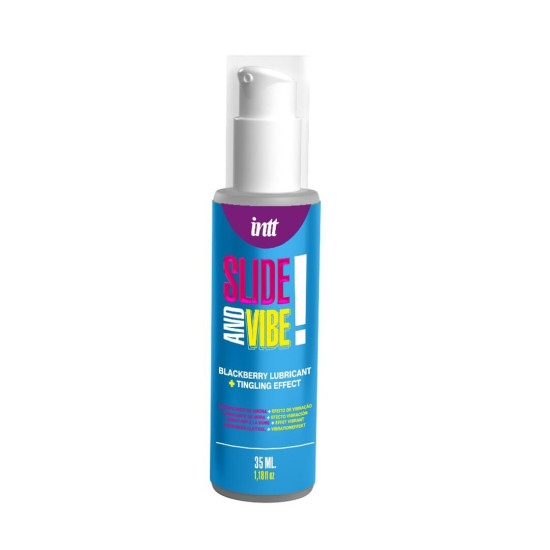 Лубрикант із ефектом вібрації на водній основі зі смаком ожини Intt Slide And Vibe, 35 ml