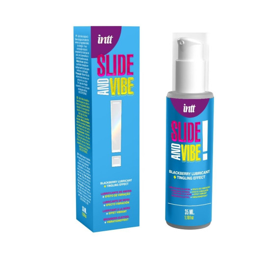 Лубрикант із ефектом вібрації на водній основі зі смаком ожини Intt Slide And Vibe, 35 ml