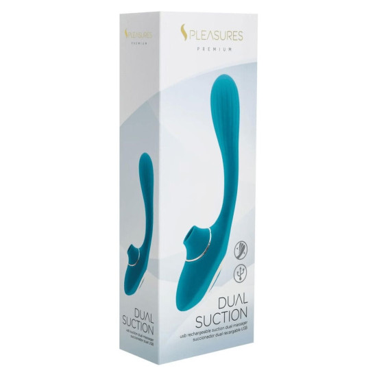 Вибратор, бирюзовый S Pleasures Dual Suction - Turquoise