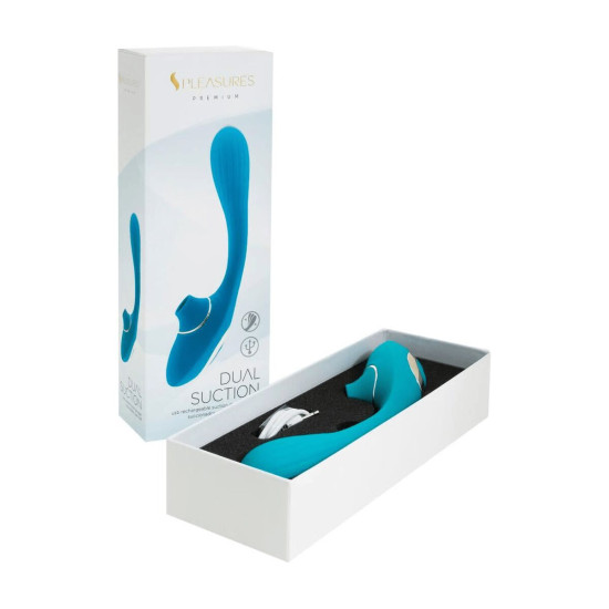 Вибратор, бирюзовый S Pleasures Dual Suction - Turquoise