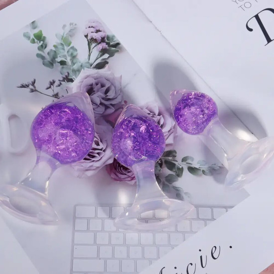 Анальна пробка у формі серця, фіолетова Liebe Seele Heart-shaped Crystal Anal Plug - Purple, розмір S