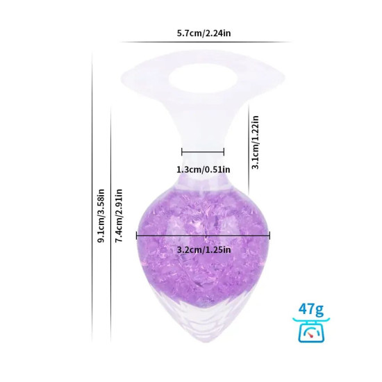 Анальна пробка у формі серця, фіолетова Liebe Seele Heart-shaped Crystal Anal Plug - Purple, розмір S