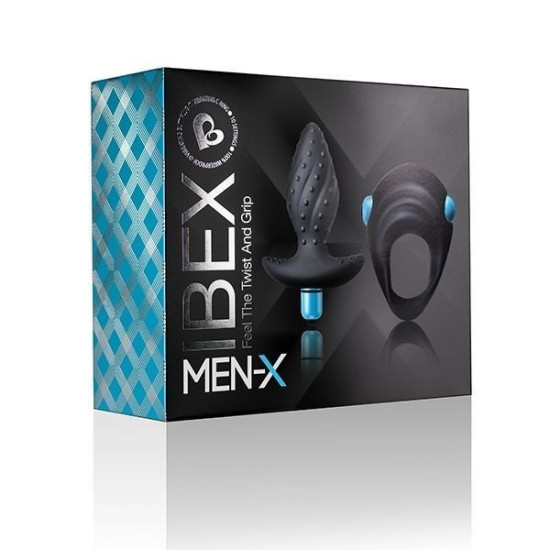 Вибронабор (анальная вибропробка и эрекционное виброкольцо) Rocks Off Men-X Ibex
