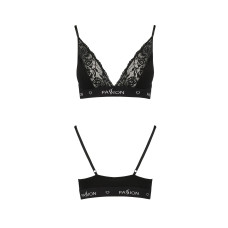 Еластичний топ із мереживом, чорний Passion PS001 Top Black, M