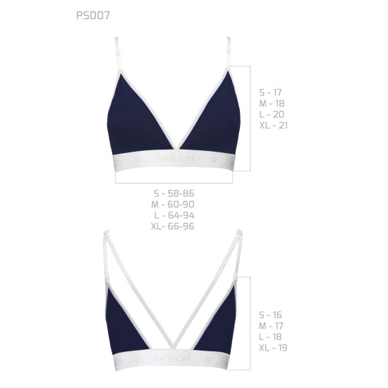 Спортивный топ с двойными бретелями, темно-синий Passion PS007 Top Navy Blue, XL