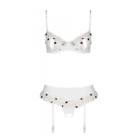 Комплект білизни (ліф, трусики, пояс для панчіх), білий Lovelia Set White, XXL/XXXL