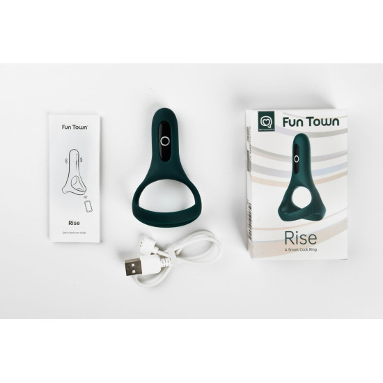 Подвійне ерекційне кільце, управління зі смартфона Fun Town Rise Turquoise