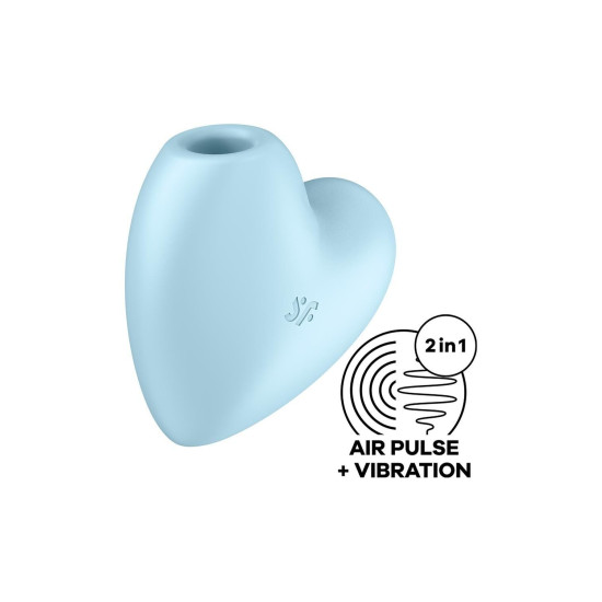 Вакуумный клиторальный стимулятор-сердечко с вибрацией, синий Satisfyer Cutie Heart Blue