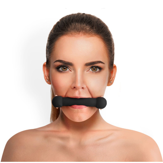 Кляп-палиця з силікону та натуральної шкіри, чорний Art of Sex Gag Stick Silicon