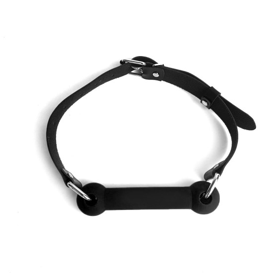 Кляп-палиця з силікону та натуральної шкіри, чорний Art of Sex Gag Stick Silicon