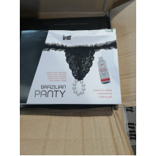 Эротический комплект белья, черный Intt Brazilian Panty Black, S-XL (мятая упаковка)