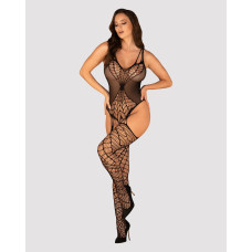 Чёрный ажурный бодистокинг под паутину Obsessive Bodystocking G325 Black, S/M/L