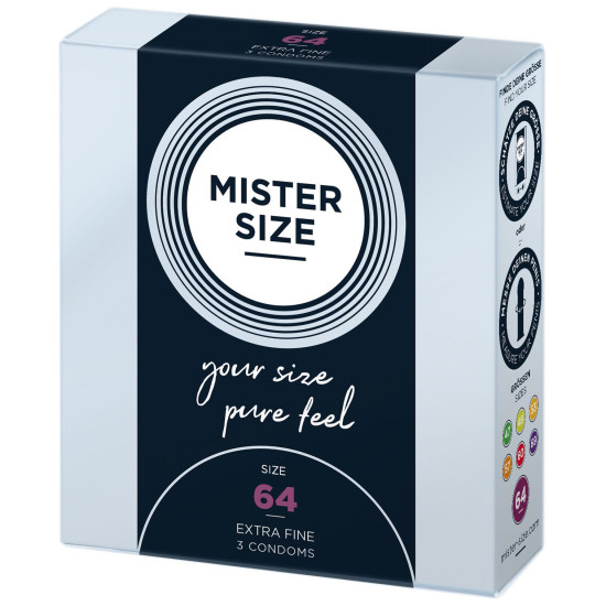 Презервативи для пеніса довжиною 13,7-14,7 см, 3 шт Mister Size - pure feel 64