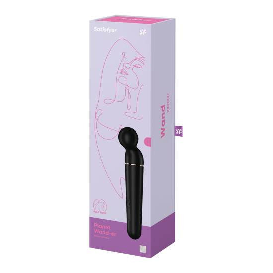 Мощный беспроводной вибромассажер, черно-золотой Satisfyer Planet Wand-er Black/Rosegold