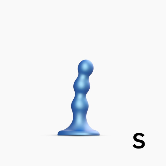 Насадка для страпона с шарами и металлическим блеском, синяя Strap-On-Me Dildo Plug Balls Blue Metallic, S
