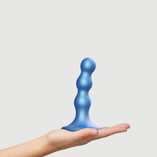 Насадка для страпона с шарами и металлическим блеском, синяя Strap-On-Me Dildo Plug Balls Blue Metallic, S