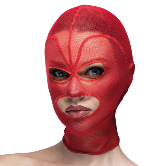 Маска-сердце из сетки с открытым ртом и глазами, красная Feral Feelings Hearts Mask Red/Red