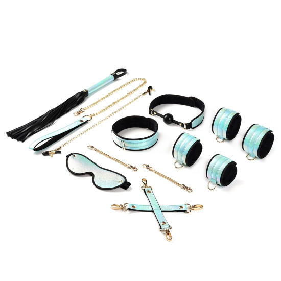 БДСМ-набор из 8 аксессуаров из экокожи на бархатной основе, синий Liebe Seele Vivid Sky 8 Pieces Set