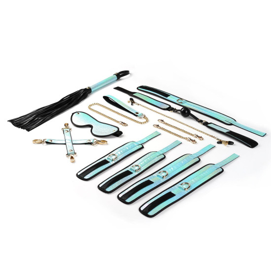 БДСМ-набор из 8 аксессуаров из экокожи на бархатной основе, синий Liebe Seele Vivid Sky 8 Pieces Set