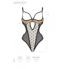 Эротическое боди с открытыми чашками, бежевое Passion Marina Body Beige, L/XL