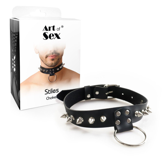 Мужской чокер с шипами Art of Sex Stiles Leather and Spikes