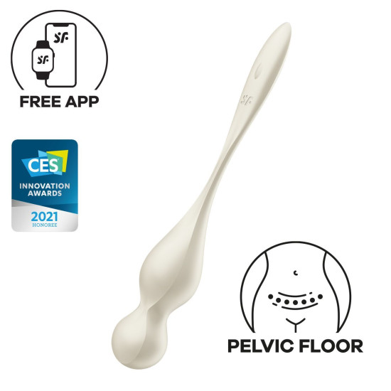 Вагінальні смарт-кульки з вібрацією, 78 г, білі Satisfyer Love Birds 1 Connect App White