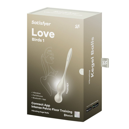 Вагінальні смарт-кульки з вібрацією, 78 г, білі Satisfyer Love Birds 1 Connect App White