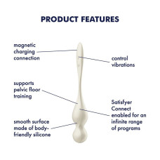 Вагінальні смарт-кульки з вібрацією, 78 г, білі Satisfyer Love Birds 1 Connect App White