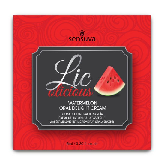 Пробник гелю для мінету, маслянистий, без цукру, смак кавуна Sensuva Lic-o-licious Watermelon, 6 ml