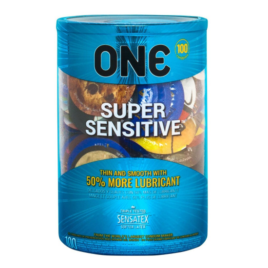 Набір презервативів, мегапак тюб ONE Super Sensitive, 100 шт