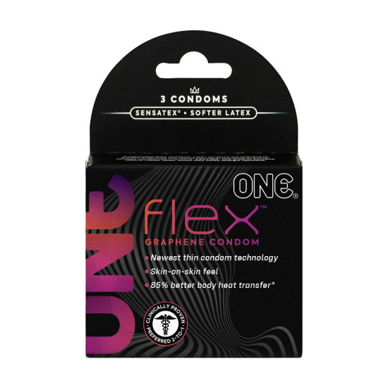 Презервативы в картонной коробке ONE Flex Graphene Condom, 3 шт