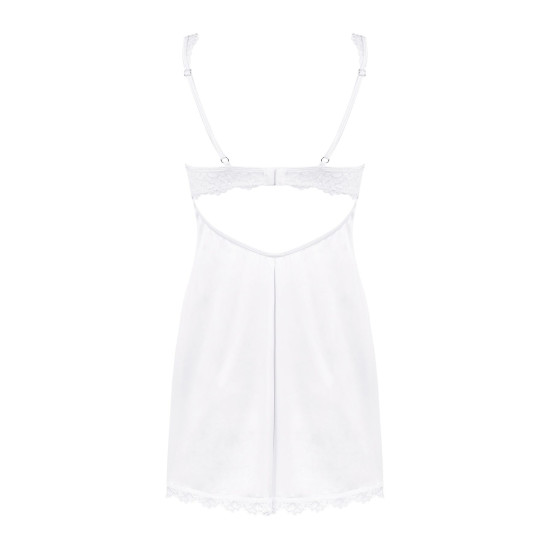 Сорочка с трусиками на косточках, белая Obsessive Amor Blanco Underwire Chemise & Thong White, S/M