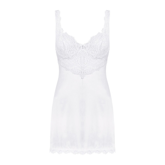 Сорочка с трусиками на косточках, белая Obsessive Amor Blanco Underwire Chemise & Thong White, S/M