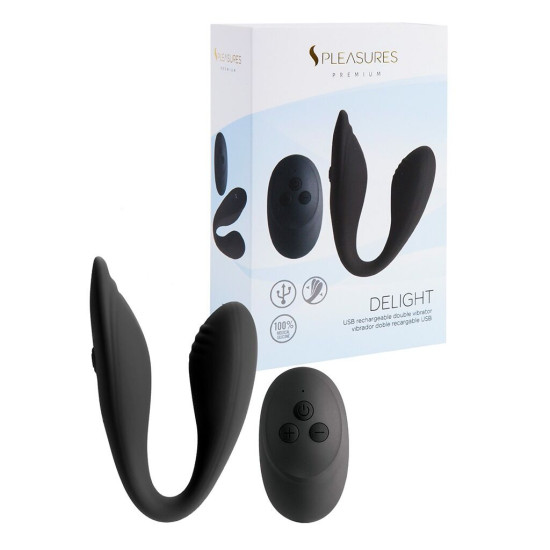 Подвійний вібратор для клітора і точки G, чорний, 10 режимів S Pleasures Premium Delight