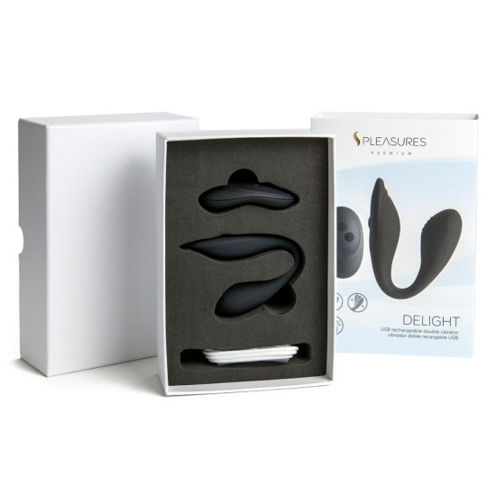 Подвійний вібратор для клітора і точки G, чорний, 10 режимів S Pleasures Premium Delight