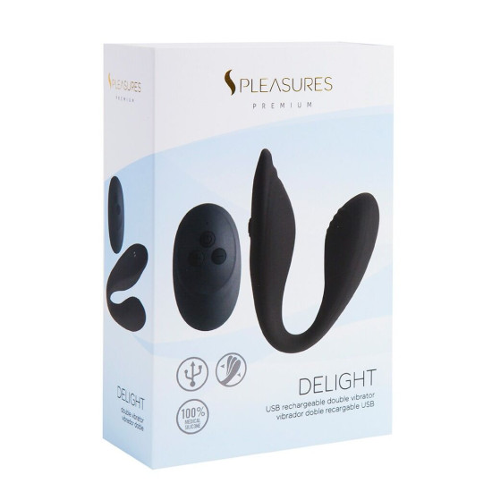 Подвійний вібратор для клітора і точки G, чорний, 10 режимів S Pleasures Premium Delight