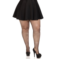 Колготки з дрібної сітки зі стразами, чорні Leg Avenue Rhinestone Micro Net Tights Black, Plus Size