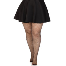 Колготки з дрібної сітки зі стразами, чорні Leg Avenue Rhinestone Micro Net Tights Black, Plus Size