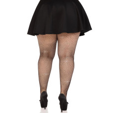Колготки з дрібної сітки зі стразами, чорні Leg Avenue Rhinestone Micro Net Tights Black, Plus Size