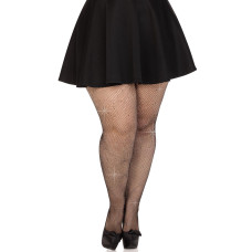 Колготки з дрібної сітки зі стразами, чорні Leg Avenue Rhinestone Micro Net Tights Black, Plus Size