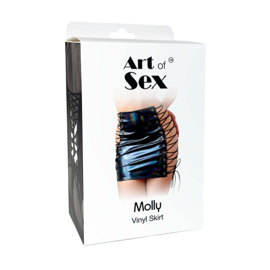 Юбка на шнуровке с эффектом мокрого бархата, черная Art of Sex Molly, L-2XL