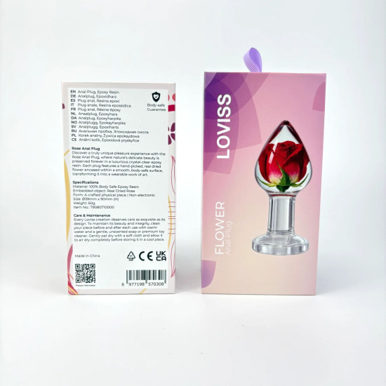 Розкішна анальна пробка зі справжньою трояндою всередині Loviss Rose Anal Plug