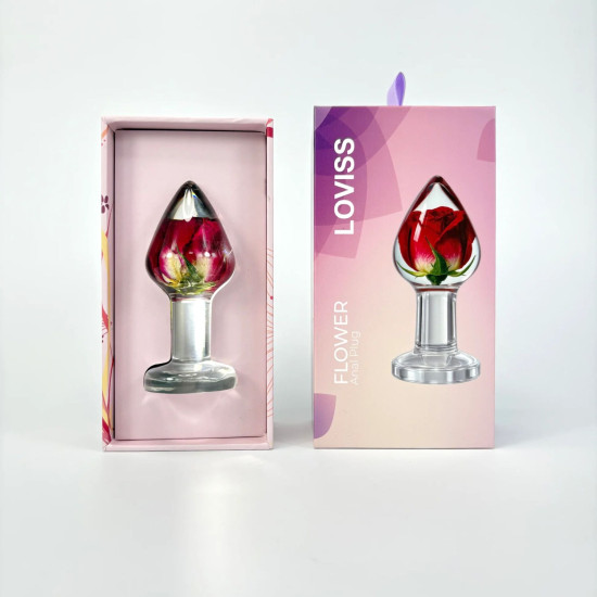 Розкішна анальна пробка зі справжньою трояндою всередині Loviss Rose Anal Plug
