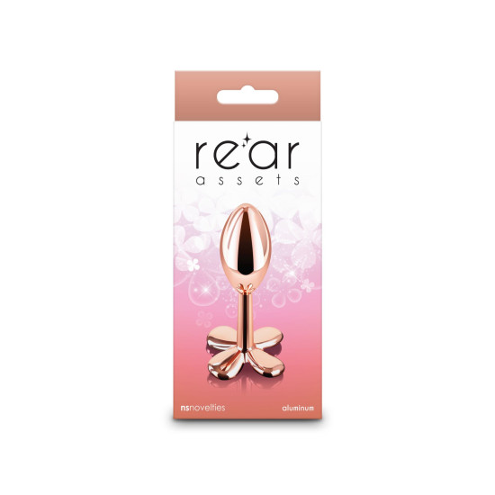 Анальна пробка з основою у формі конюшини, рожево-золотиста NS Novelties Rear Assets - Clover - Rose Gold