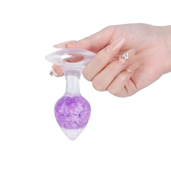 Анальна пробка у формі серця, фіолетова Liebe Seele Heart-shaped Crystal Anal Plug - Purple, розмір M