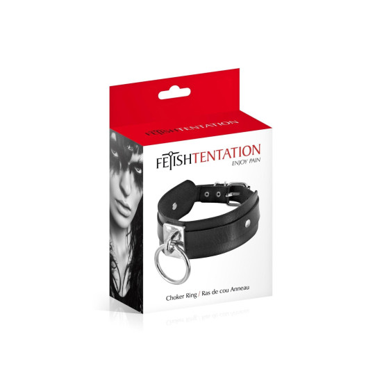 Нашийник з кільцем, чорний Fetish Tentation Choker Ring