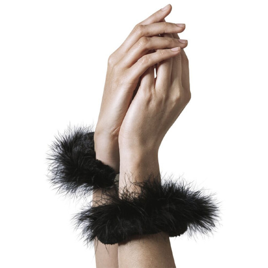 Металеві наручники для сексу з чорною пухнастою обробкою Adrien Lastic Handcuffs Black