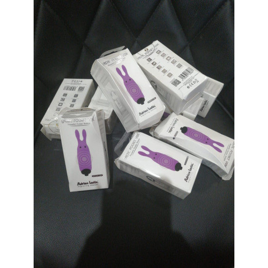 Вибропуля с насадкой-кроликом, фиолетовая Adrien Lastic Pocket Vibe Rabbit Purple (мятая упаковка)